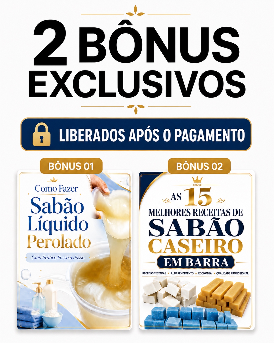 Bônus: Sabão Líquido Perolado e 15 receitas de Sabão Caseiro em Barra